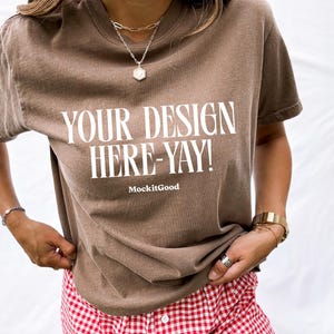 Comfort Colors Espresso C1717 T-Shirt Mockup Comfort Colors Brown Shirt Mockup C1717 Back Comfort Colors Mockups POD Mockups Printful Mockup