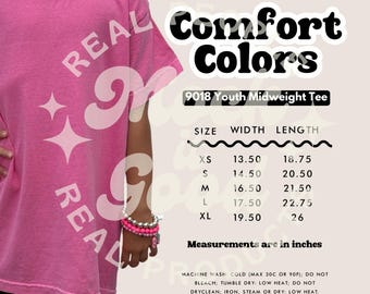 9018 Size Chart Comfort Colors Youth Size Chart 9018 Youth Size Chart Comfort Colors Size Charts Mockup Kids Comfort Size Charts