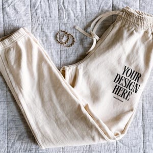 Ivory Comfort Colors 1469 Sweatpants Mockup Comfort Colors CC1469 Sweat Pants Mockup 1469 Oversized Mockups POD Mockups 1466 Mockups