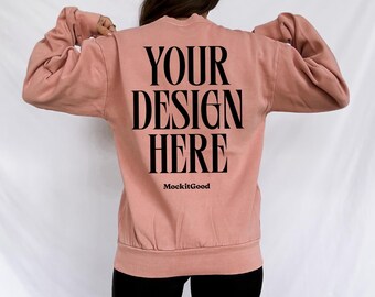Lane Seven Mockup LS16004 Sweatshirt Salmon Lane Seven 16004 Mockups Lane Seven Crewneck Mockups Real People POD Mockup Trendy Mockup