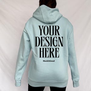 Lane Seven Mockup LS14001 Hoodie Blue Mist Lane Seven 14001 Mockups Lane Seven Hoodie Mockups Real People POD Mockup Trendy Mockup