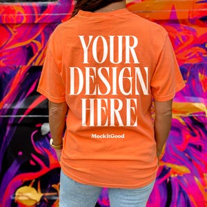 Comfort Colors Melon C1717 T-Shirt Mockup Comfort Colors T Shirt Melon Mockup C1717 Comfort Colors Mockups POD Mockup Real People Mockups