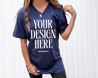 Bella Canvas 3005 VNeck Mockup Bella Canvas V Neck Shirt Mockup 3005 VNeck Bella Canvas Mockups POD Mockups Real People Mockups 3005 VNeck