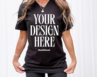 Bella Canvas 3005 VNeck Mockup Bella Canvas V Neck Shirt Mockup 3005 VNeck Bella Canvas Mockups POD Mockups Real People Mockups 3005 VNeck