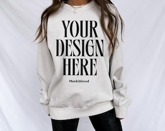 Lane Seven Mockup LS16004 Sweatshirt Lunar Rock Lane Seven 16004 Mockups Lane Seven Crewneck Mockups Real People POD Mockup Trendy Mockup