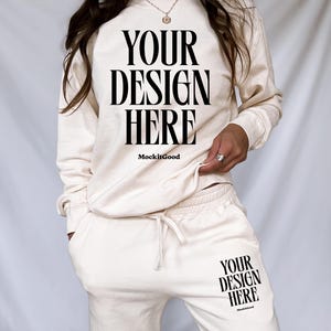Ivory Comfort Colors 1469 Sweatpants Mockup Comfort Colors CC1469 Sweat Pants Mockup 1469 Oversized Mockups POD Mockups 1466 Mockups