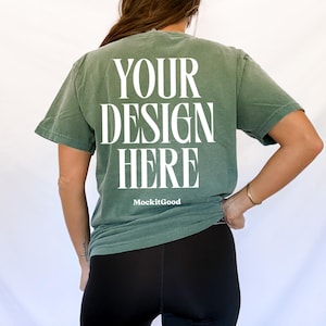 Blue Spruce Comfort Colors C1717 T-Shirt Mockup Comfort Colors Blue Spruce Shirt Mockup C1717 Oversized Mockups POD Mockups 1717 Mockup