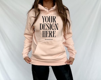 Lane Seven Mockup LS14001 Hoodie Pale Pink Pull Over Lane Seven 14001 Mockups Lane Seven Hoodie Mockups Real People POD Mockup Trendy Mockup