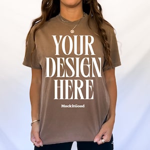 Comfort Colors Espresso C1717 T-Shirt Mockup Comfort Colors Brown Shirt Mockup C1717 Back Comfort Colors Mockups POD Mockups Printful Mockup