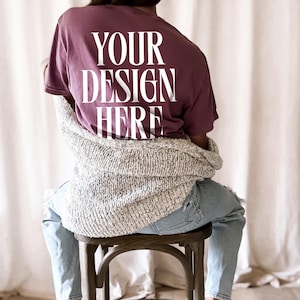 Berry Comfort Colors C1717 T-Shirt Mockup Comfort Colors Berry T Shirt Mockup C1717 Back Mock Oversized Shirt Mockup Print On Demand Mockup