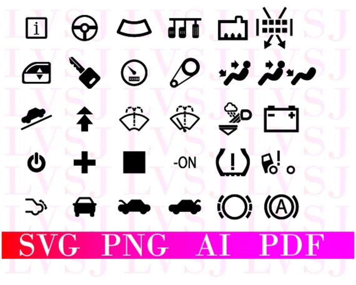 90 Car Icons SVG, Car Dashboard SVG, Auto Dashboard Icons - Etsy