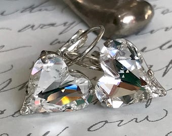 Austrian Crystal Heart Earrings, Valentine's Day gift