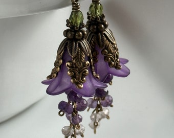 Amethyst Flower Earrings, Mother's Day Gift, Gift for Gardener,
