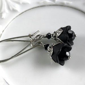 Queen of the Night, Black Tulip Earrings, Black Flower Earrings, Tiny Earrings, Minimalist Earrings