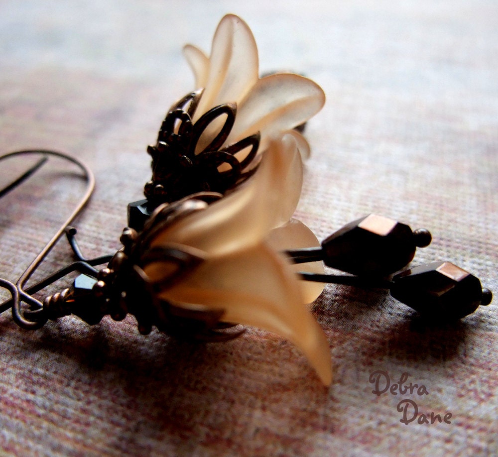 Copper Flower Earrings Fall Fashion Accessory Etsy