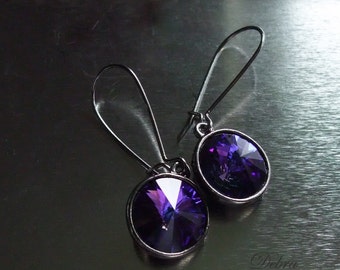 Purple Sapphire Earrings Twilight Earrings Swarovski Crystal Heliotrope Vintage Style