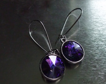 Purple Sapphire Earrings Twilight Earrings Swarovski Crystal Heliotrope Vintage Style