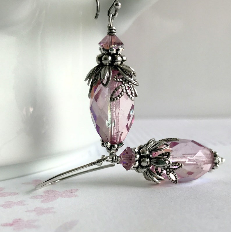 Rosebud Earrings, Pink Victorian Rosebuds, Mother's Day Gift, Gift for Gardener, Vintage Style Earrings image 6