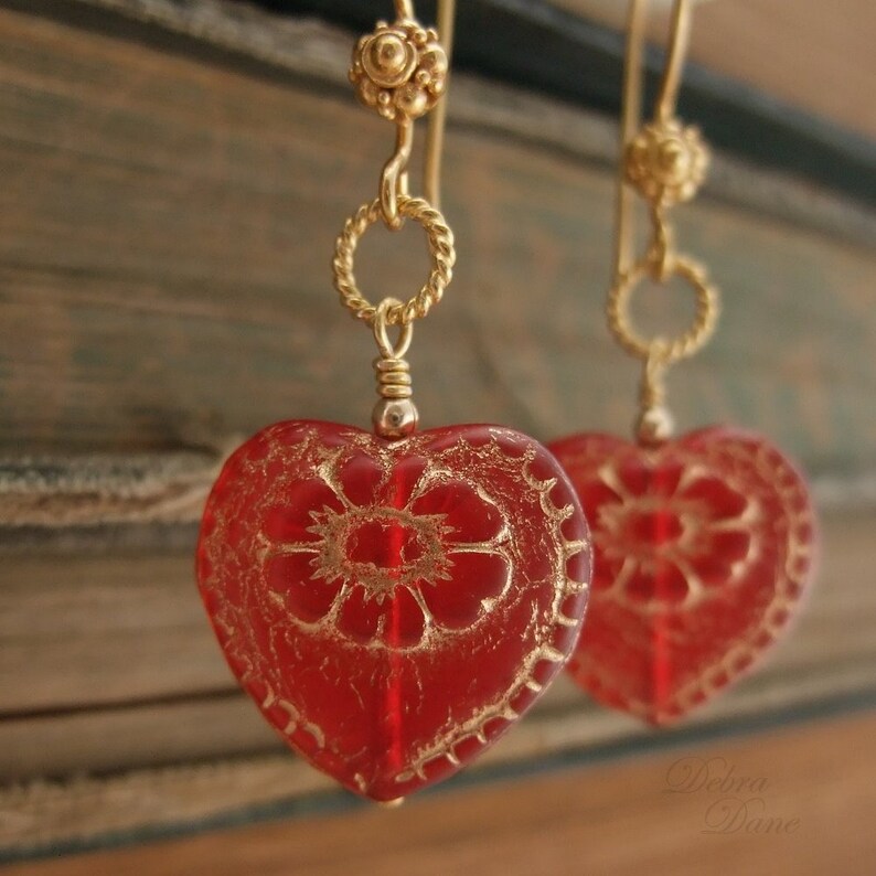 Red Heart Earrings Red Earrings | Etsy