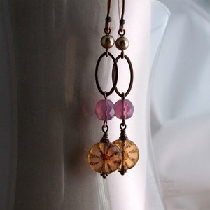 Pink Flower Earrings, Lavender Earrings, Gift for Gardener, Long Earrings, Leverback earrings, Clip on earrings image 2