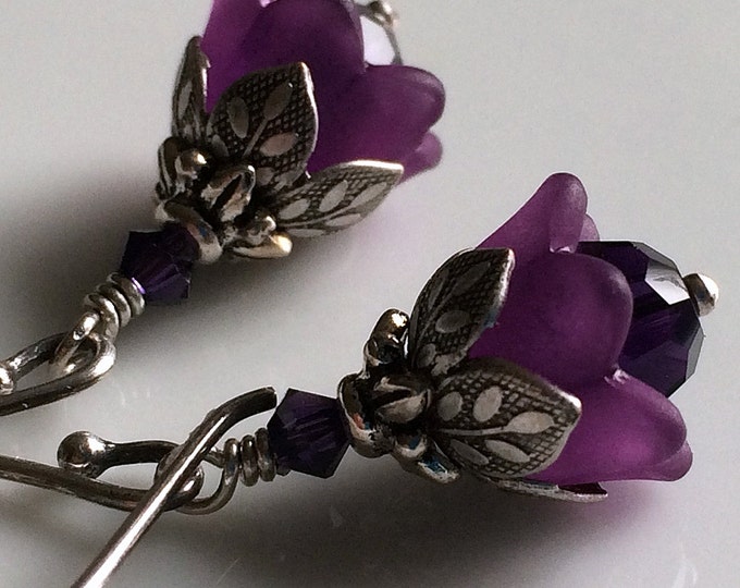 Amethyst Earrings, Tiny Amethyst Flower Earrings, February Birthday ...