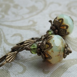 Moss Green Earrings Earthy Organic Woodsy Natural Pearl Onion Earrings Sea Onion Earrings