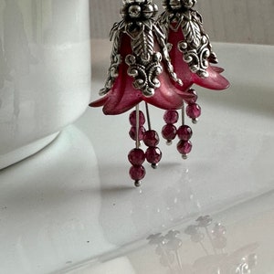 Garnet Earrings, Burgundy Wine Flower Earrings, January Birthday Birthstone, Bridesmaid jewelry, Valentine's Day image 4