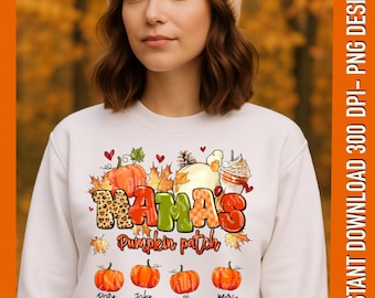 Custom Mama Pumpkin Patch PNG: Personalized Kid Names, Fall Sublimation