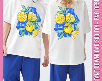 Summer Vibes PNG: Retro Lemon Sublimation Design (Digital Download