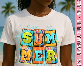 Summer Vibes PNG: Preppy Retro Tie Dye Sublimation Design