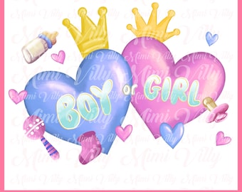 Gender Reveal PNG, Team Boy or Girl, Newborn (Digital Download)