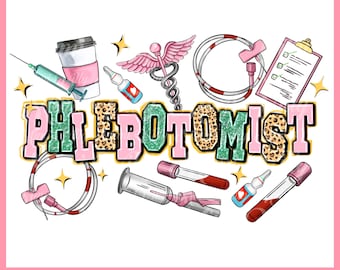 Diseño de camiseta de flebotomista PNG: Sublimación de trabajador clínico (Descarga digital)