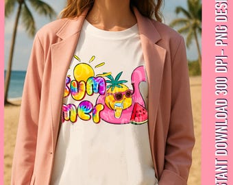 Summer Vibes PNG: Retro Tie Dye Pineapple Design (Digital Download)