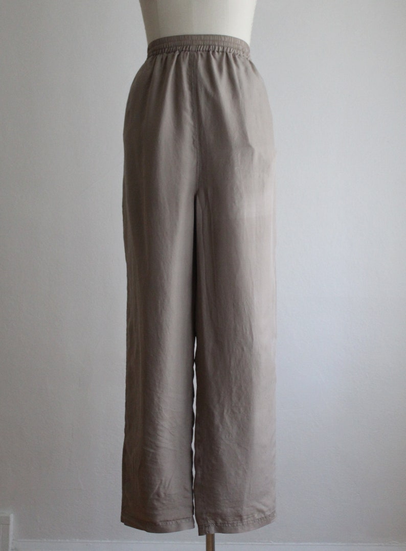 oyster silk trousers