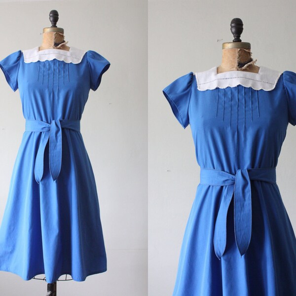 vintage 1970's dress - cobalt blue sundress