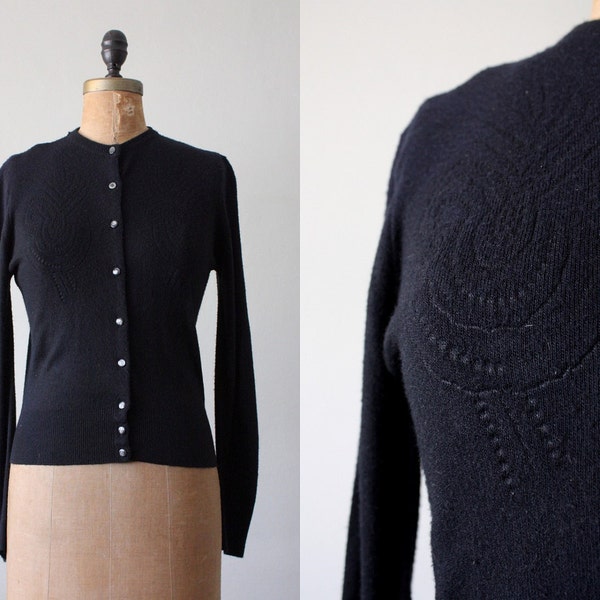 1950's embossed black cardigan