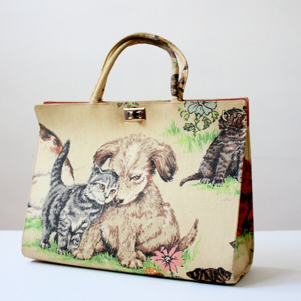 margaret smith bag - vintage dogs and cats handbag