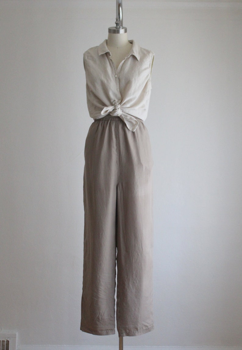 oyster silk trousers