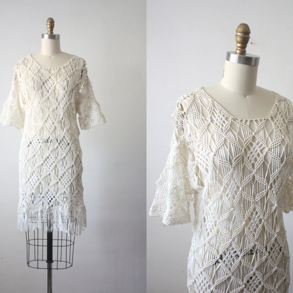 macrame dress / 70s dress