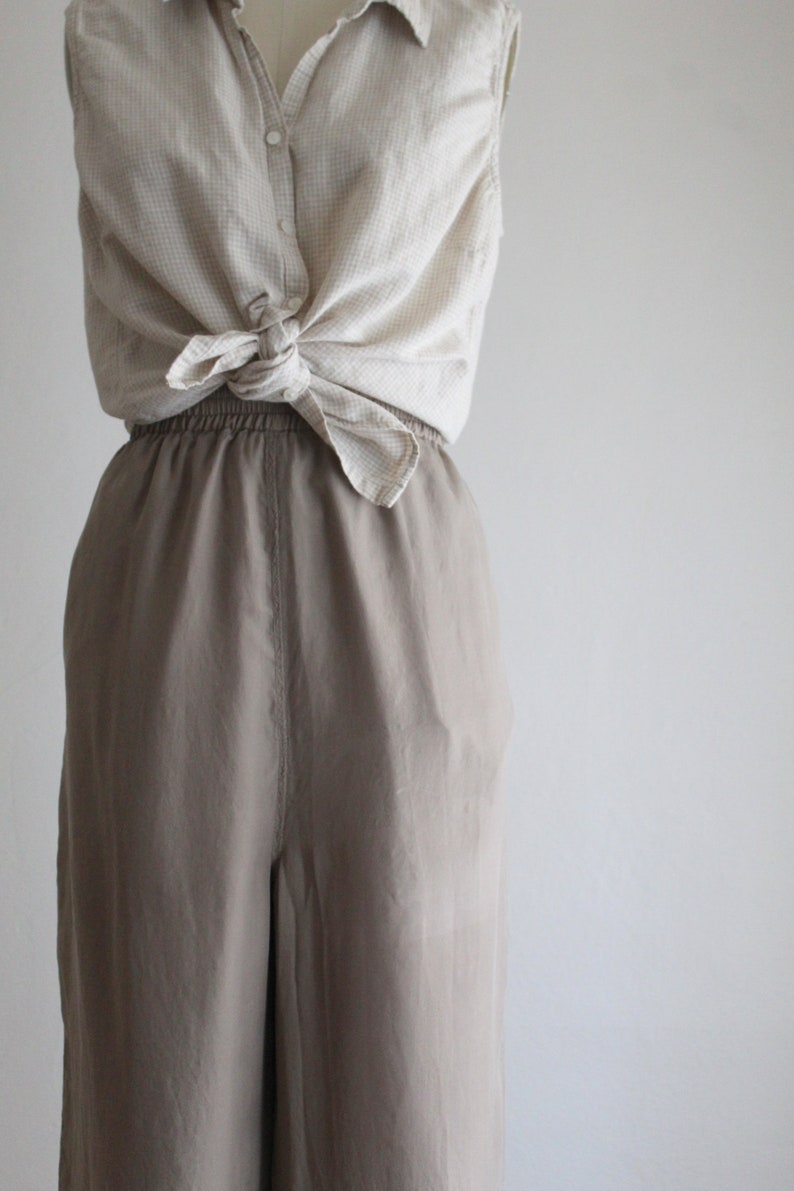 oyster silk trousers