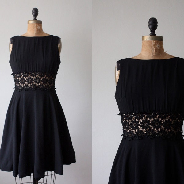 vintage 1960's black lace party dress