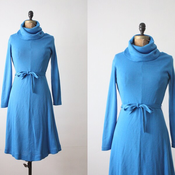 1970's blue wool sweater dress