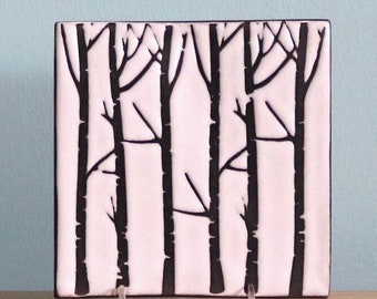 Handpainted Birch Tree Trivet