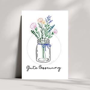 Gute-Besserung-Karte mit Blumenstrauß – Herzliche Genesungswünsche