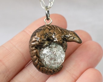 Pangolin Necklace with Custom Color Gem