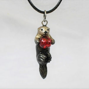 Sea Otter Necklace with Custom Color Gem