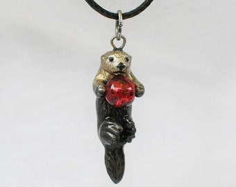 Sea Otter Necklace with Custom Color Gem