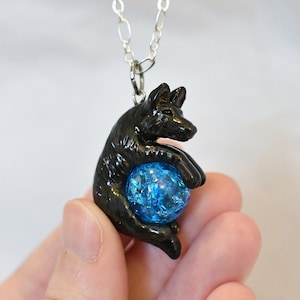 Black German Shepherd Necklace Custom Color Stone Gem