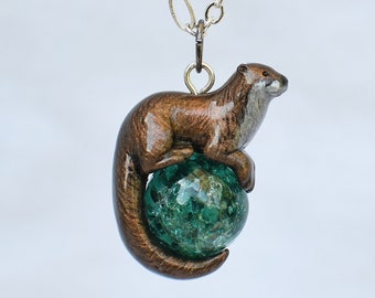 Otter Necklace Pendant Polymer Clay