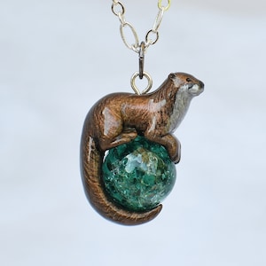 Otter Necklace Pendant Polymer Clay